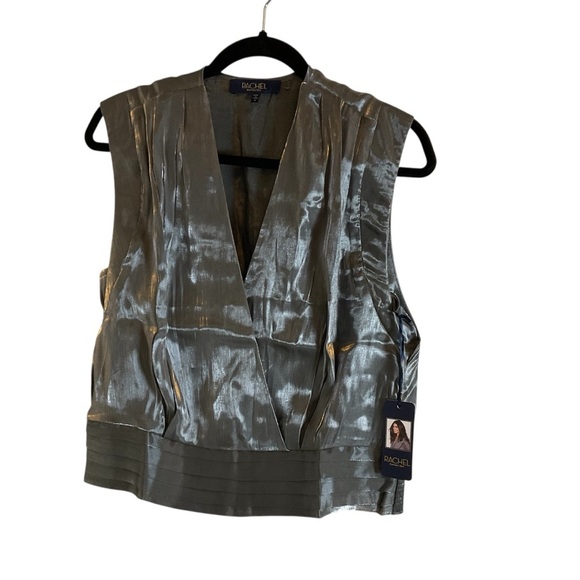 Rachel Roy Silver Sleeveless V-Neck Top size medium - Picture 1 of 12